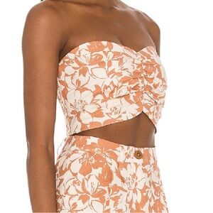 Lovers and Friends nude floral strapless bandeau top